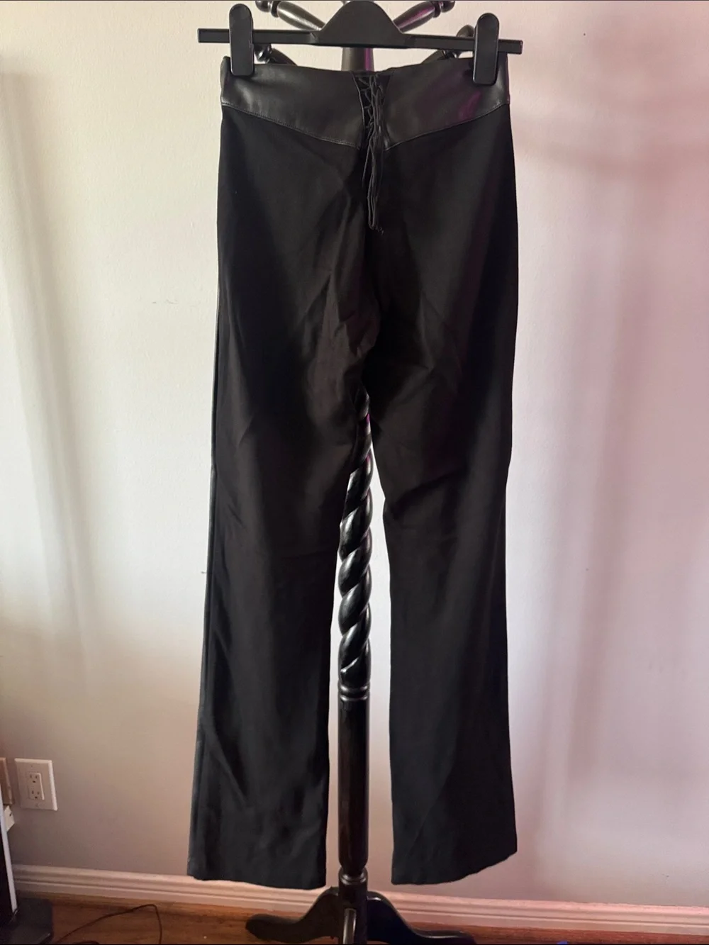 I am Gia Faux Leather Trousers with Waist Buckle 7.1M